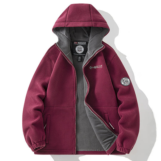 Herren Fleecejacke mit hohem Stehkragen, angerauter Innenseite und verdeckten Reißverschlusstaschen EB