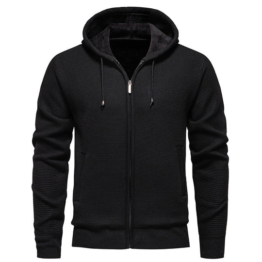 Herren moderne Kapuzenjacke mit strukturierter Oberfläche und weichem Innenfutter EB