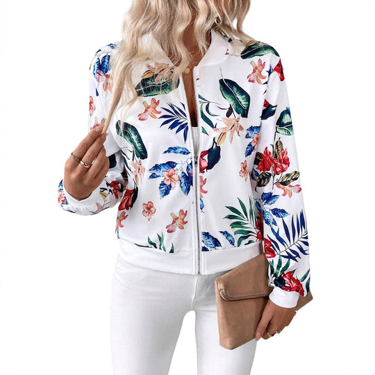 Damen Blumenmuster Bomberjacke EB