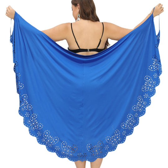 Damen schicker Strandüberwurf mit floralem Schnitt EB