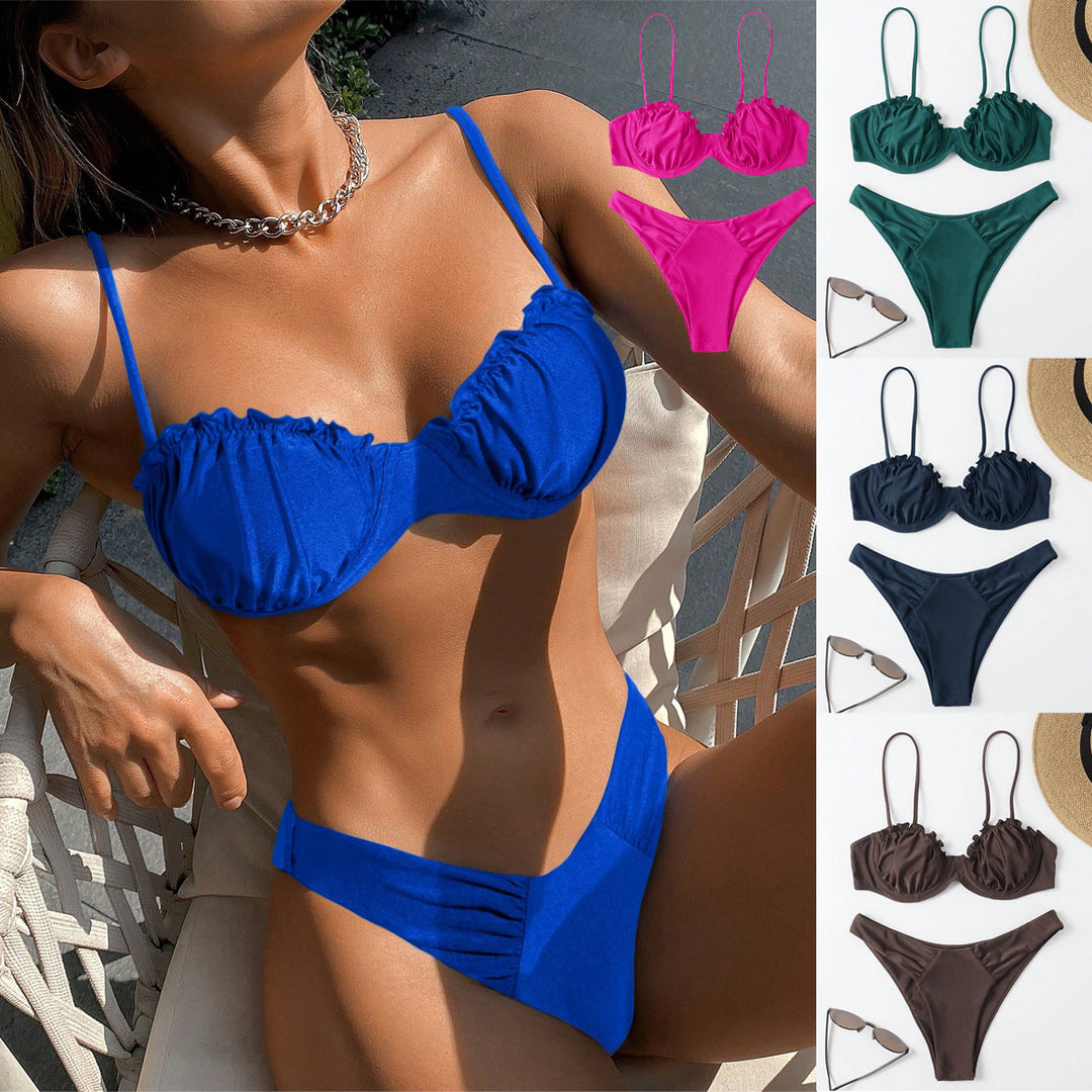 Damen Push-Up-Bikini mit Raffung und verstellbaren Trägern EB