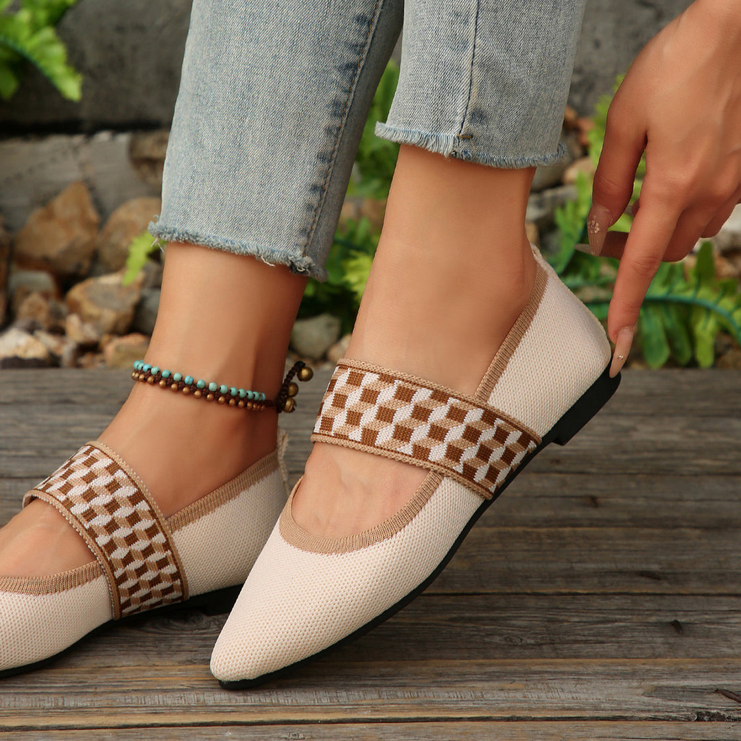 Damen Ballerinas mit modischem Riemen und bequemem Fußbett EB
