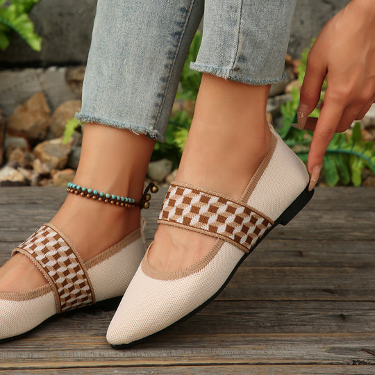 Damen Ballerinas mit modischem Riemen und bequemem Fußbett EB