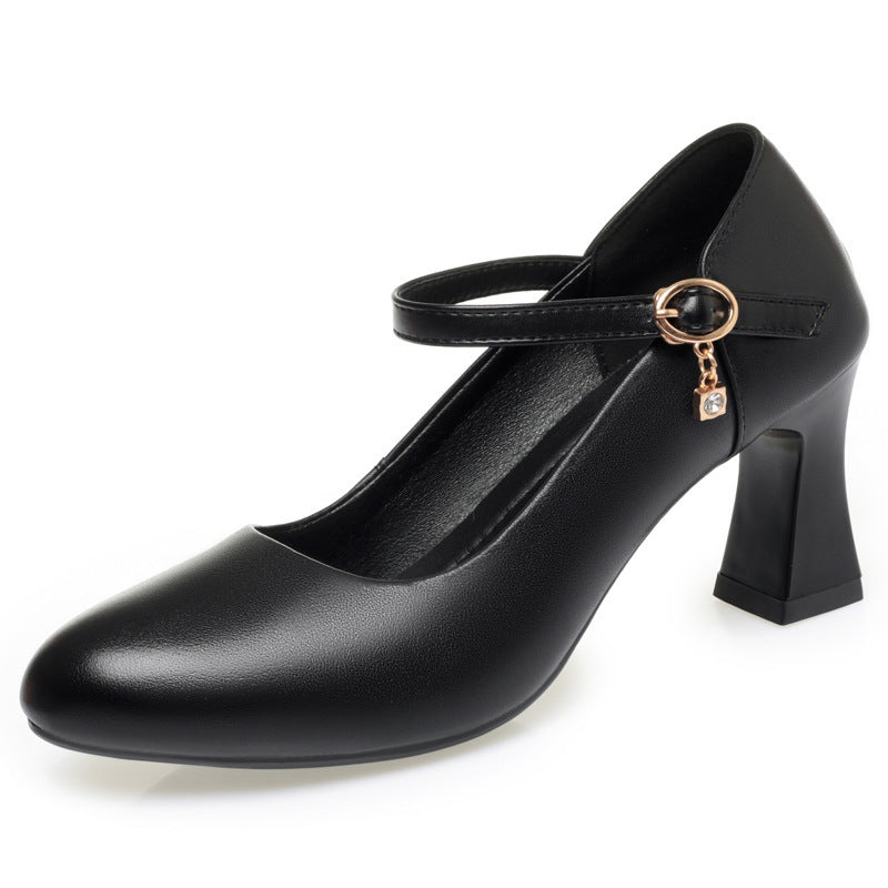 Damen Mary Jane Pumps mit komfortablem Blockabsatz und modischem Schnallenakzent EB