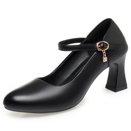 Damen Mary Jane Pumps mit komfortablem Blockabsatz und modischem Schnallenakzent EB