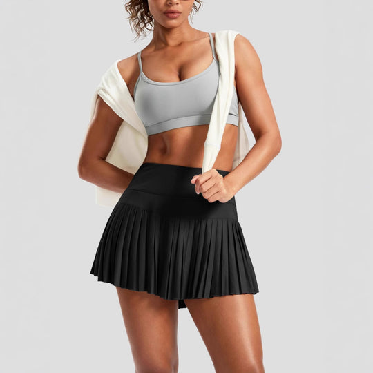 Damen Sportlicher Plisseerock mit integrierten Shorts EB