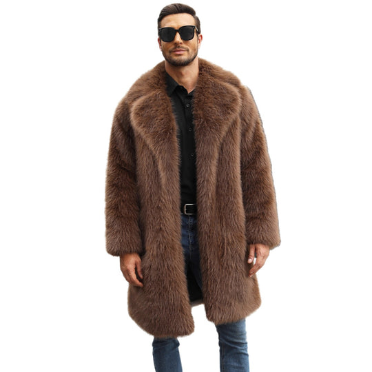 Herren Luxuriöse Kunstpelzjacke mit voluminösem Kragen EB