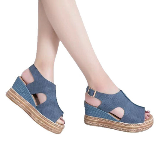 Damen Wedge-Pantoletten mit elastischem Riemendesign und rutschfester Sohle EB