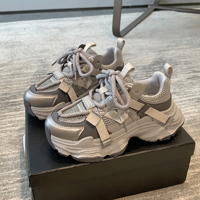 Damen Sportliche Chunky Sneaker mit atmungsaktiver Mesh- und Gummisohle EB
