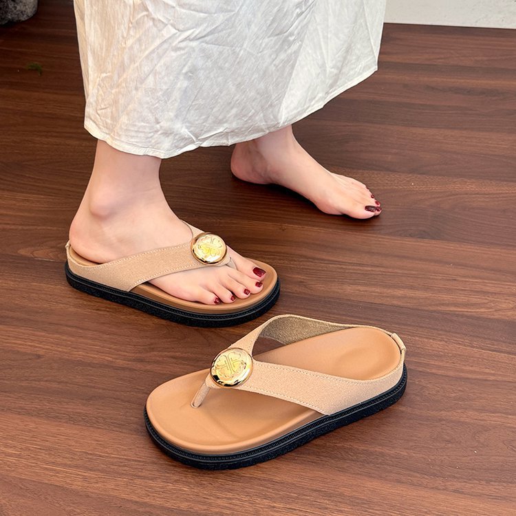 Damen Zehentrenner-Pantoletten mit elegantem Schmuckdetail und komfortabler Sohle EB
