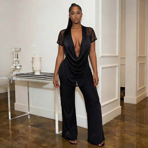Damen Elegantes Oversized-Outfit aus fließendem Material EB