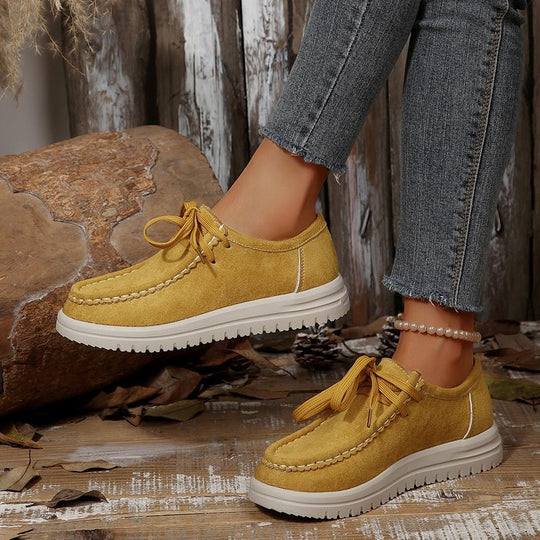 Damen Komfortable Wildleder-Sneakers mit modischem Schnürsystem EB