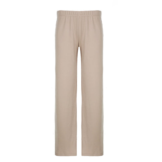 Damen nan legerer Palazzo-Loungehose mit Umschlagbund und weichem Baumwollstretch EB