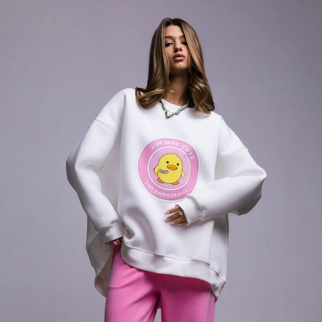 Damen lässiger Sweatshirt mit kontrastivem Druck EB