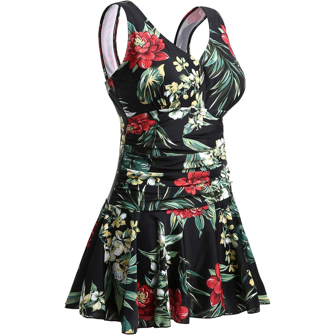 Damen Badeanzug mit Rüschendetails und frischem Kirschmuster EB