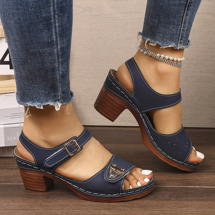 Damen Elegante und bequeme Sandalen mit Blockabsatz EB