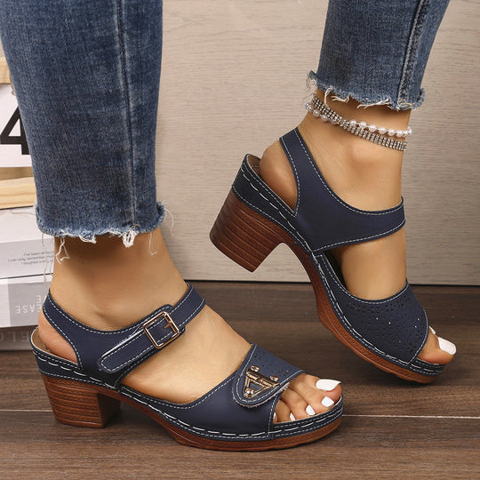 Damen Elegante und bequeme Sandalen mit Blockabsatz EB