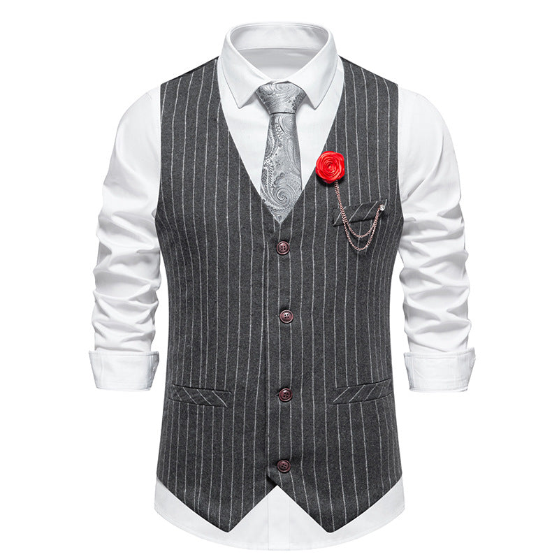 Herren elegante Weste mit schmalem Hahnentrittmuster und asymmetrischen Akzenten EB