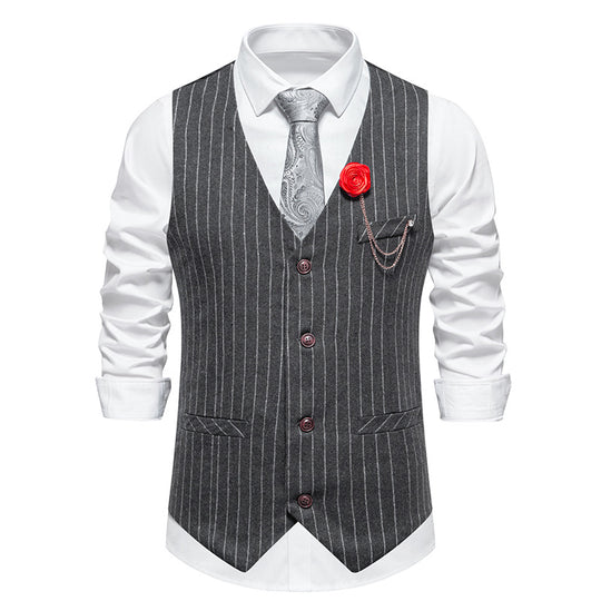 Herren elegante Weste mit schmalem Hahnentrittmuster und asymmetrischen Akzenten EB