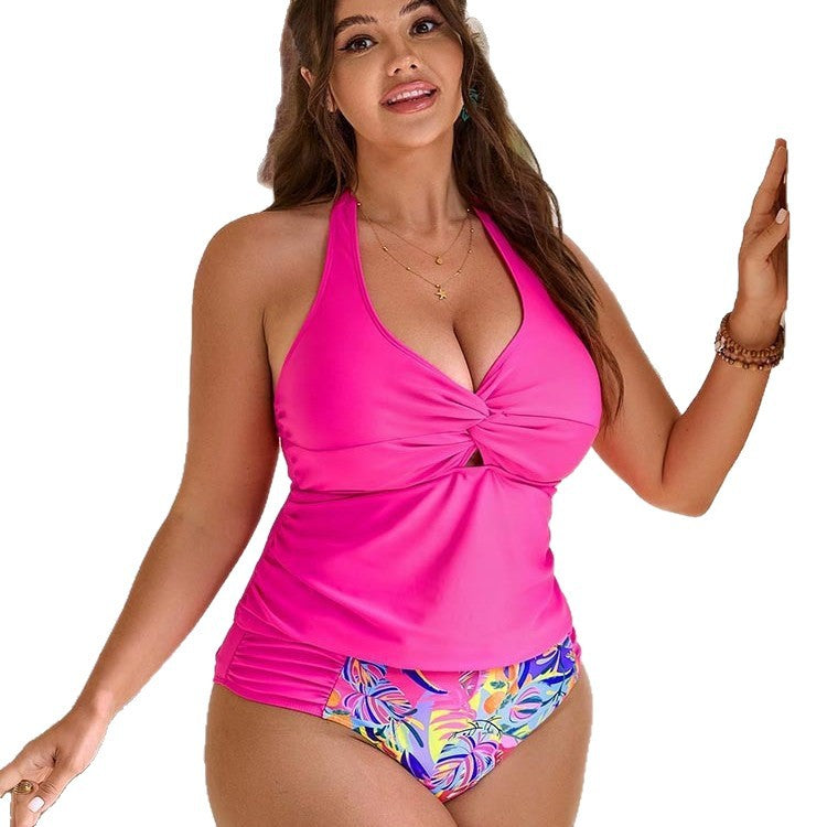 Damen Tankini mit floralem Design und in modischer Wickeloptik EB