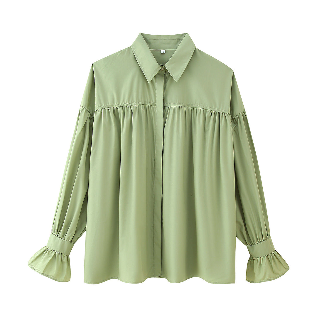 Damen elegante Bluse mit Rüschendetails EB