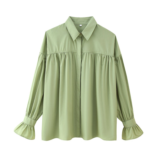 Damen elegante Bluse mit Rüschendetails EB