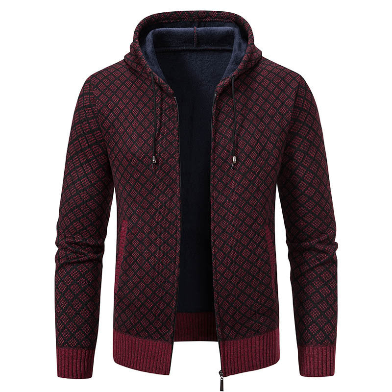 Herren stylische Jacke mit modernem Wabenmuster und Kapuze EB