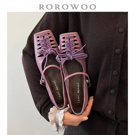 Damen elegante Schnür-Ballerinas mit Riemchen EB