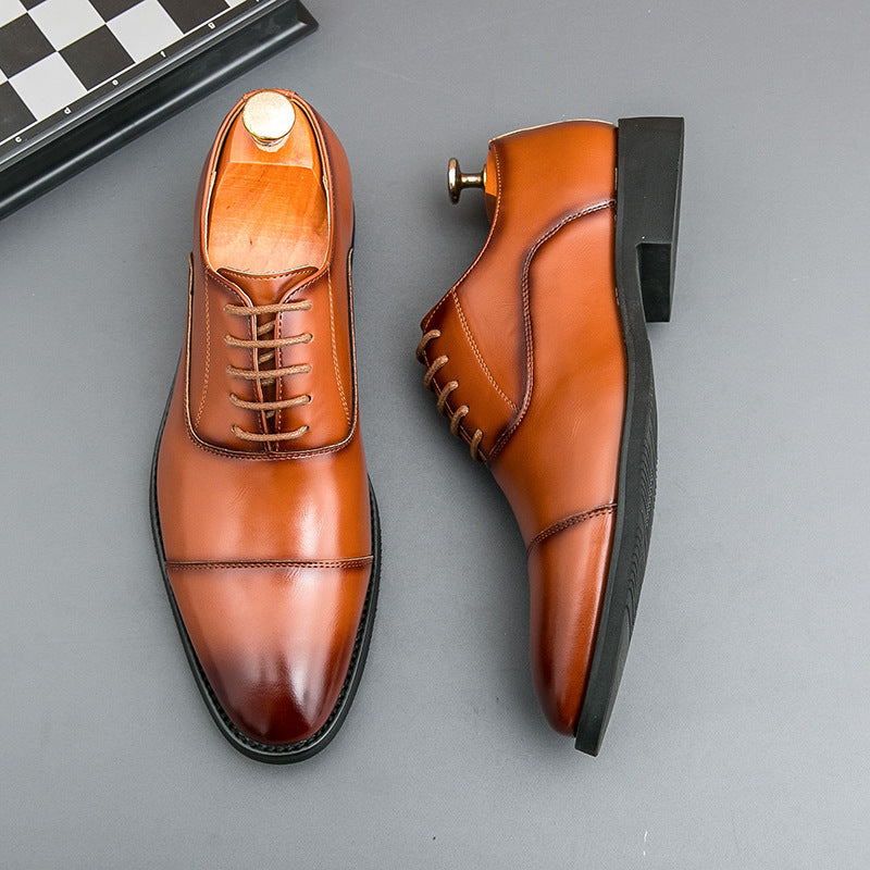 Herren klassische Oxford-Lederhalbschuhe mit Kappnaht, gepolstertem Lederfutter und rutschfester Gummisohle EB