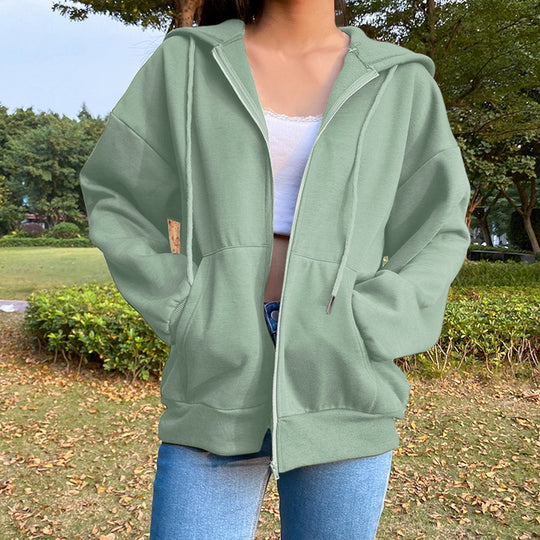 Damen Freizeit Übergroße Zip-Up Hoodie EB