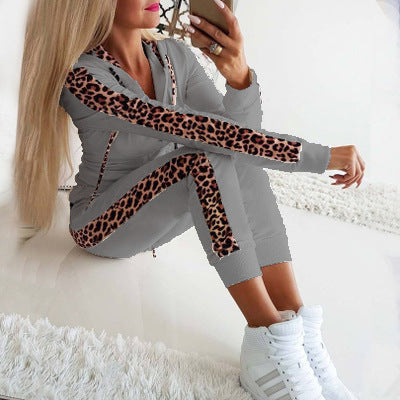 Damen Sportanzug mit modischem Leopardenmuster EB