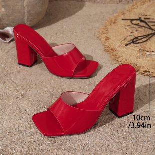 Damen Plateau-Mules mit transparentem Riemendesign und robustem Blockabsatz EB