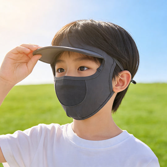 Damen nan Sonnenschutz-Visier mit integrierter atmungsaktiver Gesichtsmaske und verstellbarem Nackenzug EB