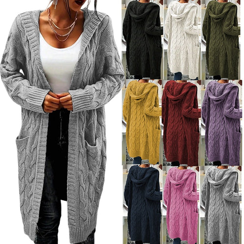 Damen Grobstrickcardigan mit praktischen Taschen und eleganten Zopfdetails EB