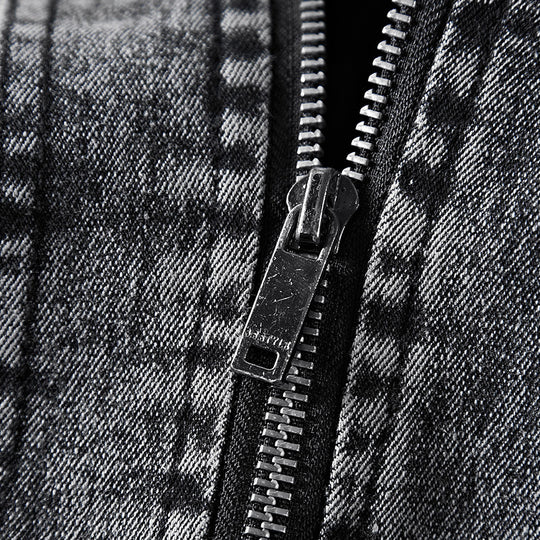 Herren Denim-Utility-Blouson mit hochschließendem Stehkragen und Zipper-Taschen EB