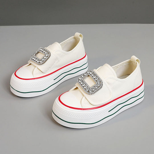 Damen Sneakers mit funkelndem Schnallen-Design und hoher Plattform EB