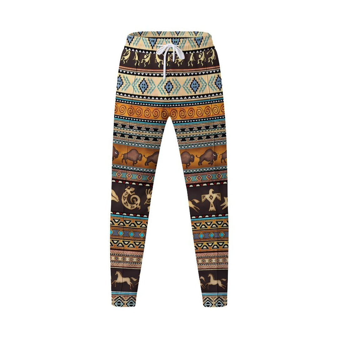 Damen modische und bequeme Leggings im Ethno-Stil mit buntem Muster EB