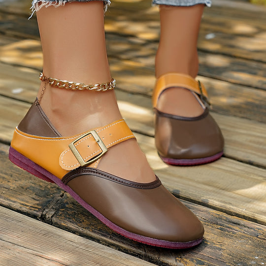 Damen bequeme Ballerinas mit verstellbarem Schnallenverschluss EB