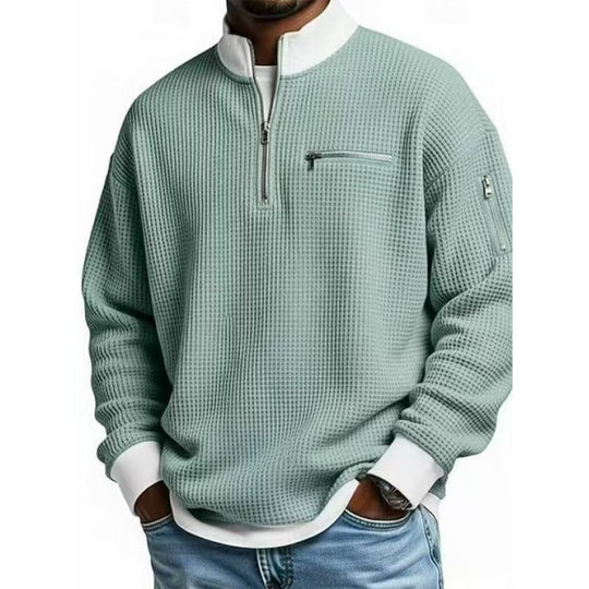 Herren Sweatshirt mit hohem Kragen und praktischem Reißverschluss EB