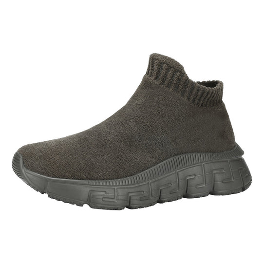 Damen nan kuscheliger Sock-Sneaker aus Teddy-Samt mit elastischem Schaft und stoßdämpfender Profilsohle EB