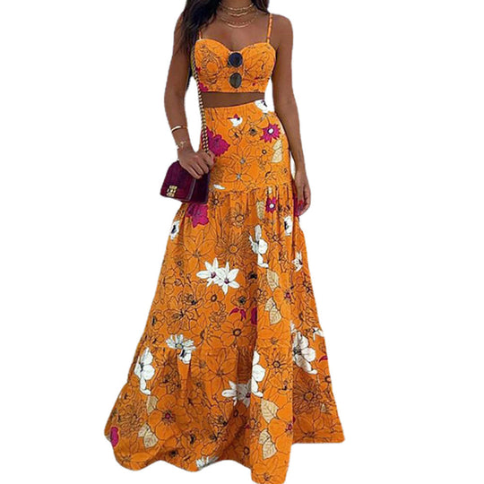 Damen Maxikleid mit floralem Design und schickem Bustier-Oberteil EB