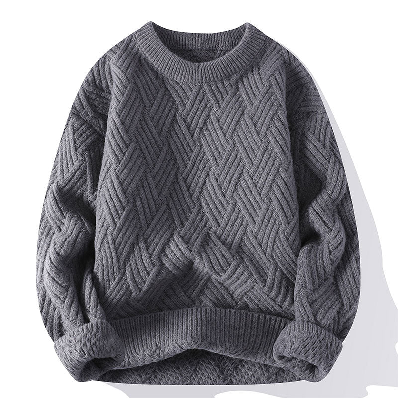 Damen nan grobgestrickter Oversize-Pullover mit Zopfmuster und elastischem Rippbund EB