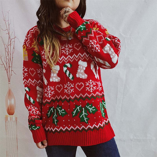 EB | Weihnachtlicher Strickpullover Mit Schneeflockenmotiv