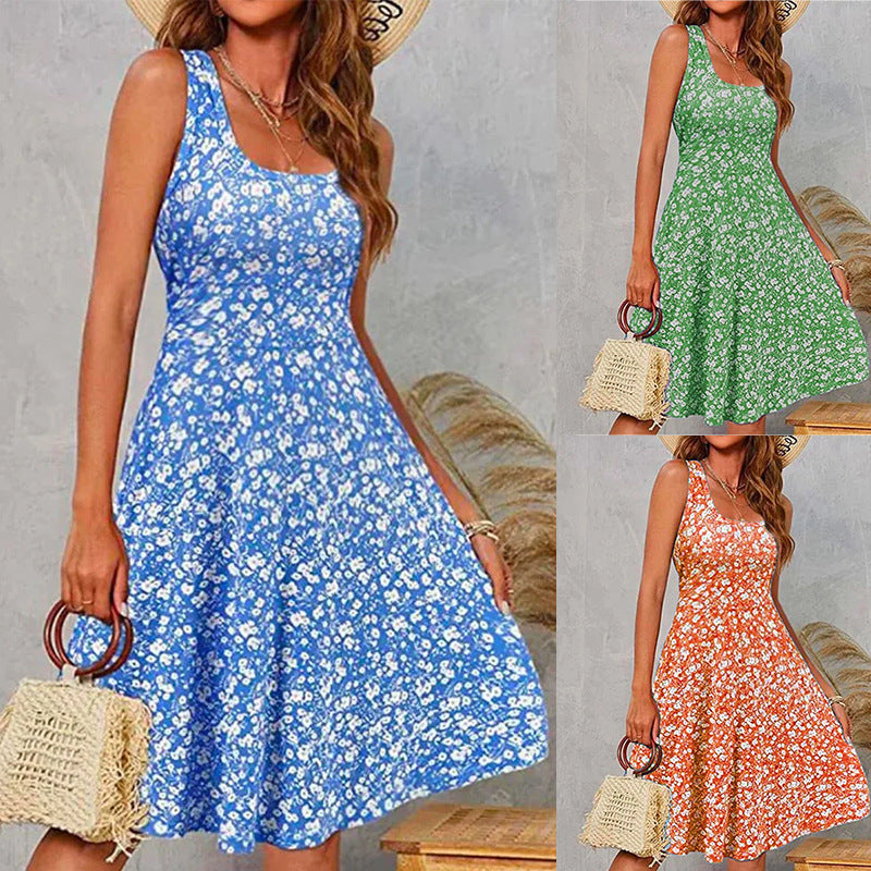 Damen Blumenmuster Sommerkleid EB