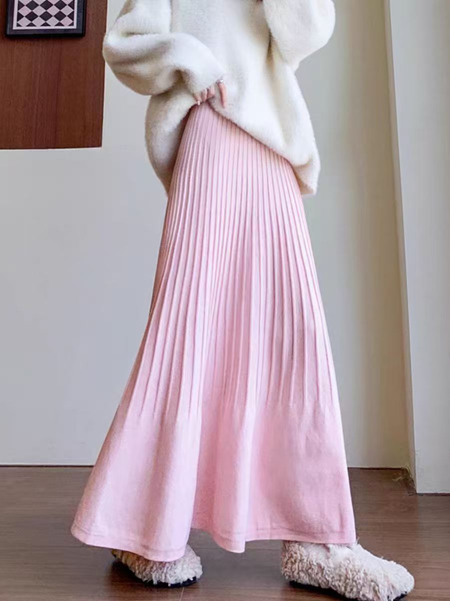 Damen eleganter Faltenrock mit hohem Bund EB