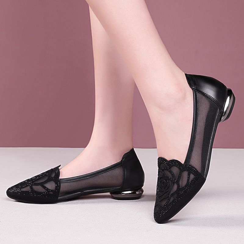 Damen Ballerinas mit eleganten Spitzen und flacher Sohle EB