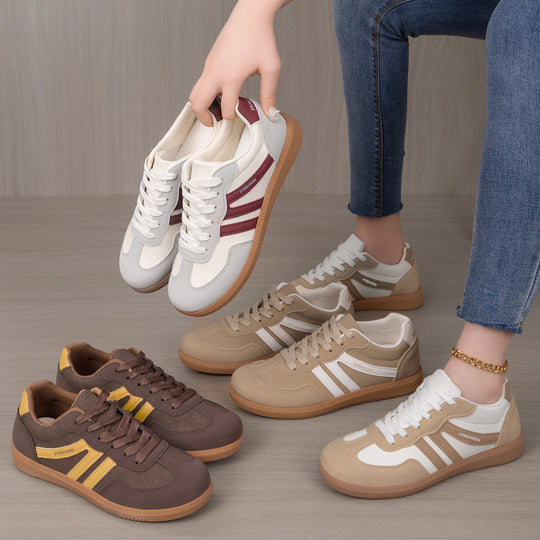 Damen nan retro-inspirierter Low-Top Sneaker mit Velours- und Synthetikbesatz EB