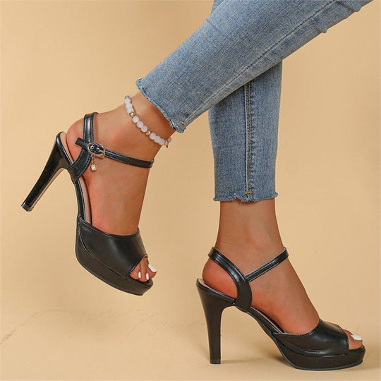 Damen Plateau-Sandalen mit eleganter Rollenschnalle EB