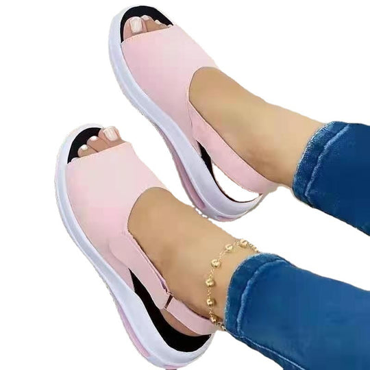 Damen Komfortable Keil-Sandalen mit elastischem Riemen EB