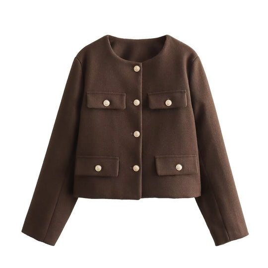 Damen Übergangsjacke mit klassischen Knopfdetails und praktischen Pattentaschen EB
